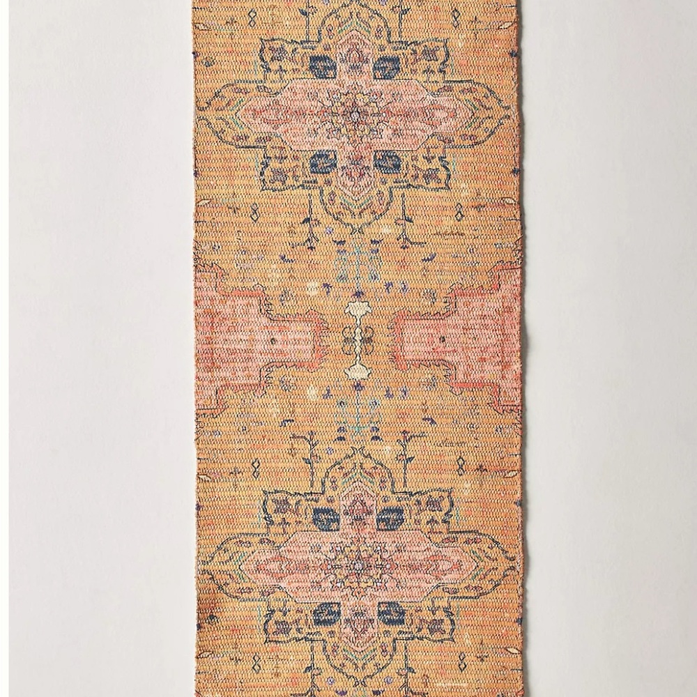 Anthropologie Tan and Blue Large Mat